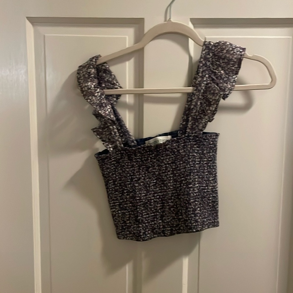 Pants store blue floral crop top size small